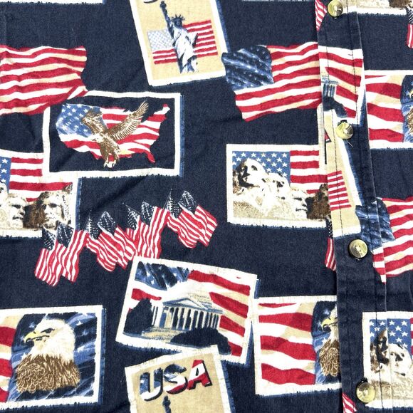 Cotton Trader Sport American Flag Button Down Short Sleeve Mens Shirt Size XL - Picture 2 of 12